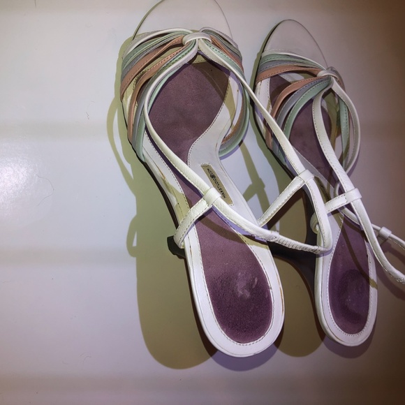 Strappy Leather Multi-Color Heels - Picture 3 of 4